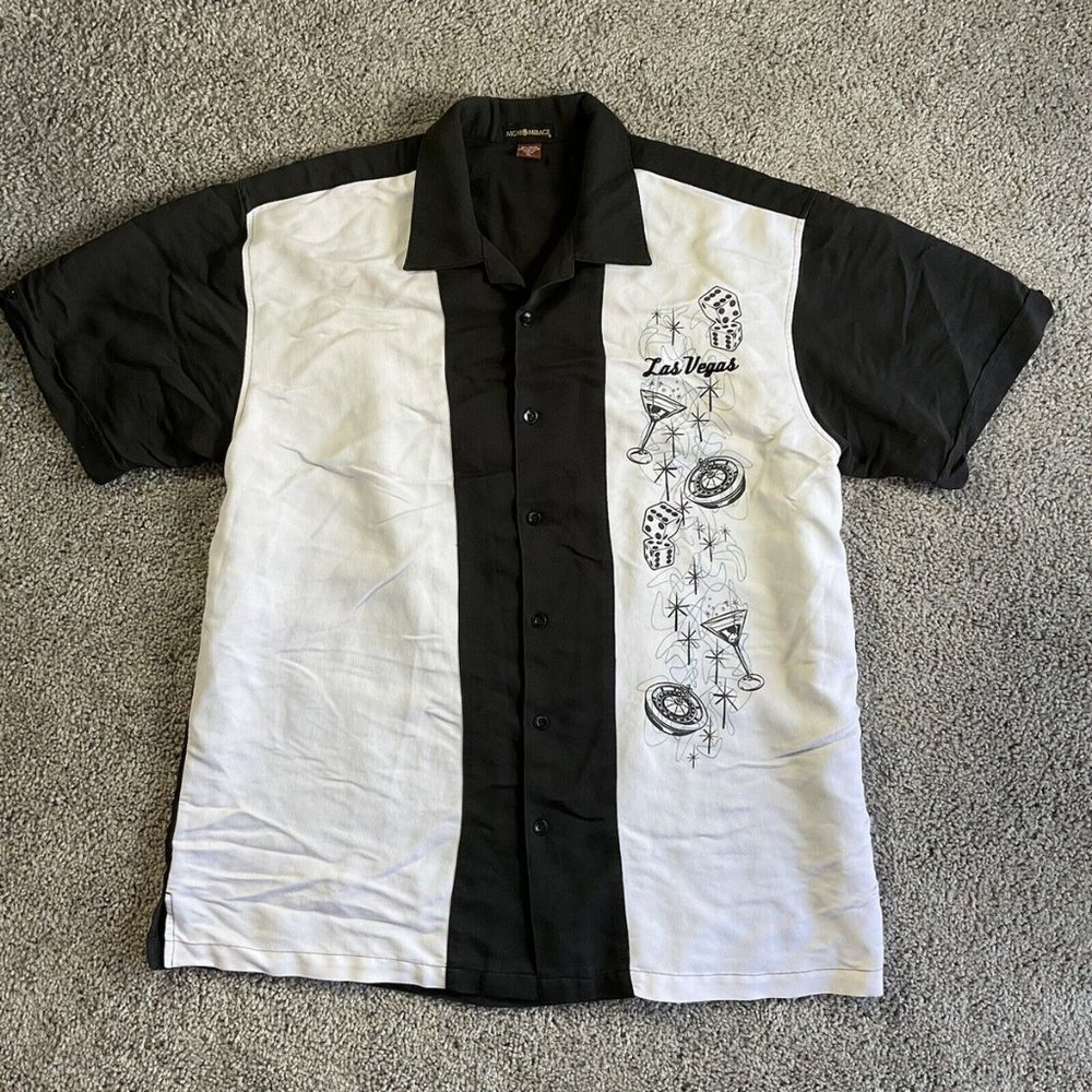 MGM MIrage Men's Size XL Las Vegas Raron Blend Button Dice Camp Shirt Martini